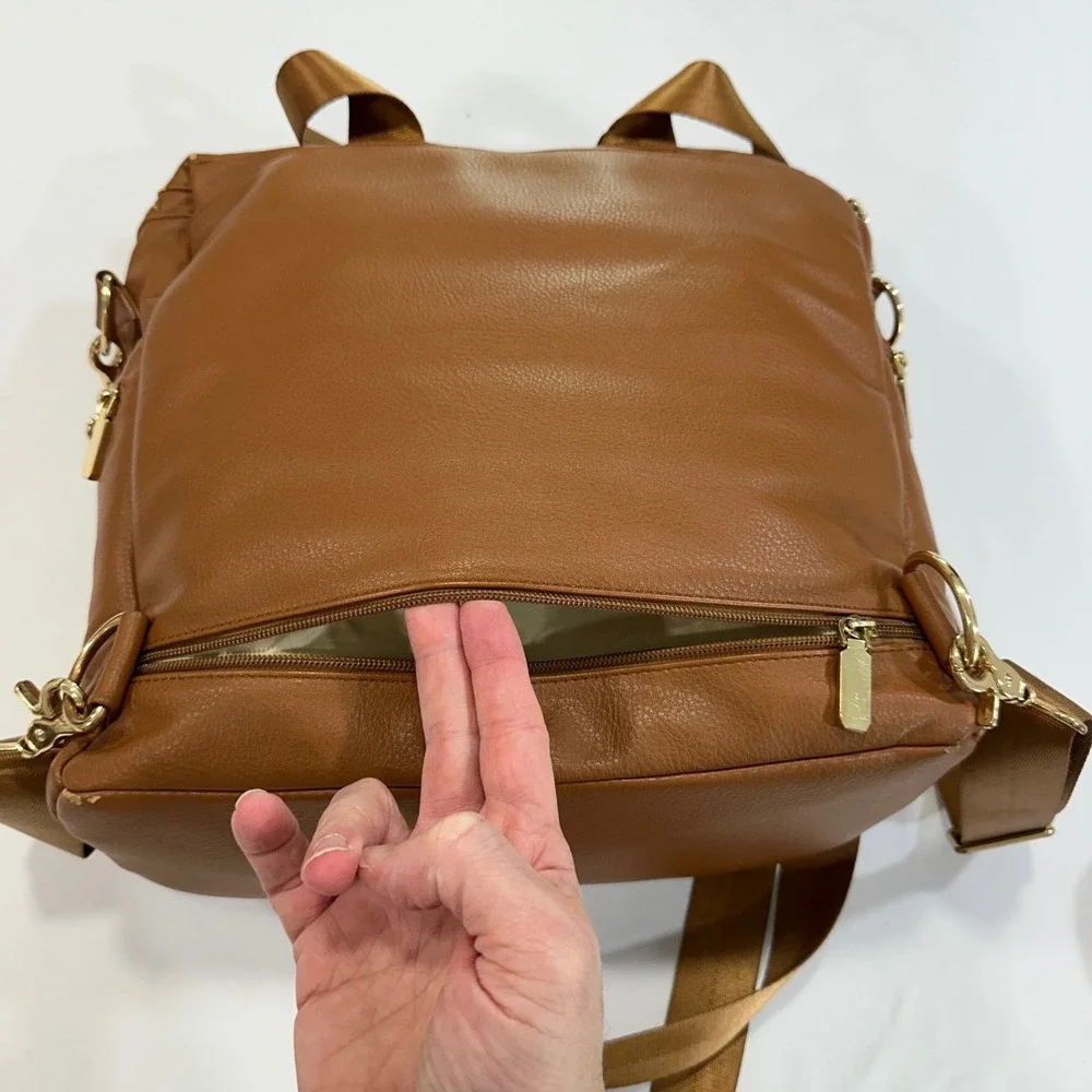 Miss Fong Diaper Bag Backpack Women‎ Large Brown Vegan Leather Insulated Classic